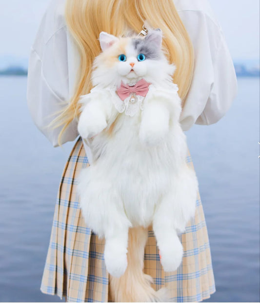 Fairy Light Calico Cat Backpack –Handmade Glowing Plush Gift