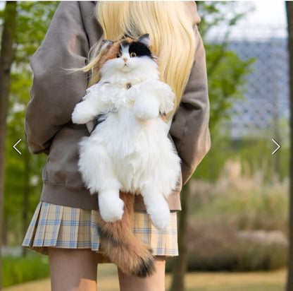 Calico Cat Backpack – Lifelike Plush Bag for Women & Kids