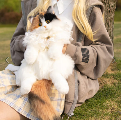 Calico Cat Backpack – Lifelike Plush Bag for Women & Kids